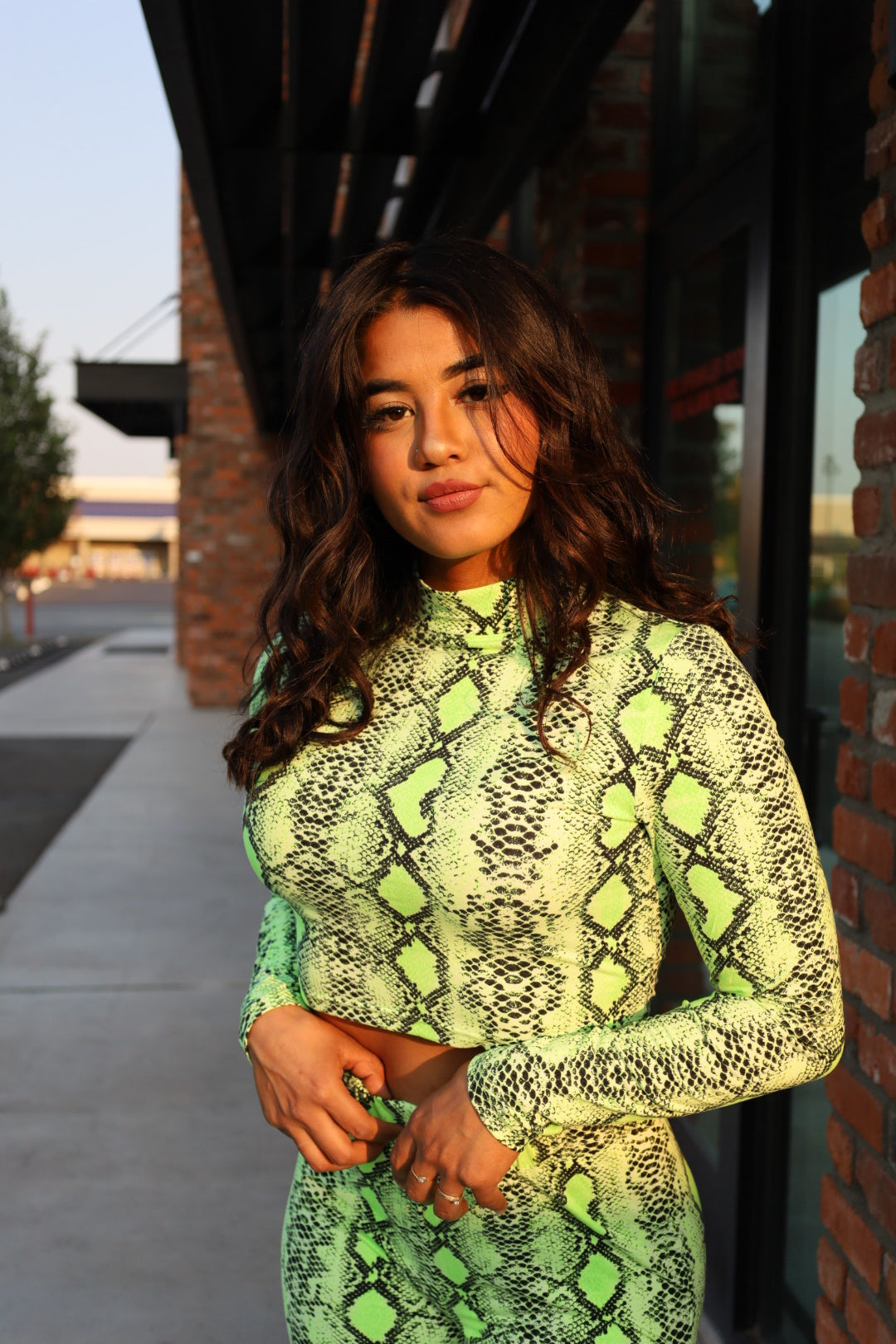 Neon Green Snake Print Set