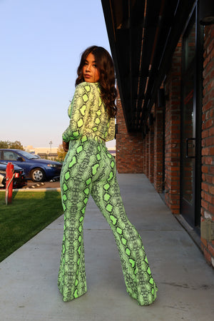 Neon Green Snake Print Set